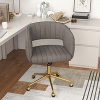 Silla giratoria de terciopelo con respaldo y asiento capitoné, ruedas giratorias, altura ajustable e inclinación, modelo CFW87148