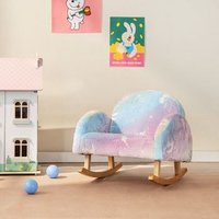 Silla Mecedora Infantil Acolchada de Franela con Patas de Madera Álamo, Brillan en la Oscuridad