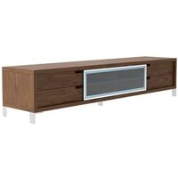 Mueble TV de Nogal con Cajones de Cristal 3044 Angel Cerdá – 238 x 53 x 51 cm