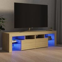 Armario TV con luces LED, Roble Sonoma, 140x35x40 cm - Rogal