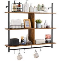 Estante de tubos metálicos industrial con 3 niveles, 105x24 cm, 50 lb por estante