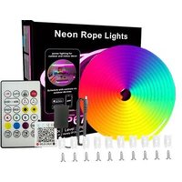 Tira de luces LED de 30 m con enchufe UE, silicona flexible, control remoto y Bluetooth