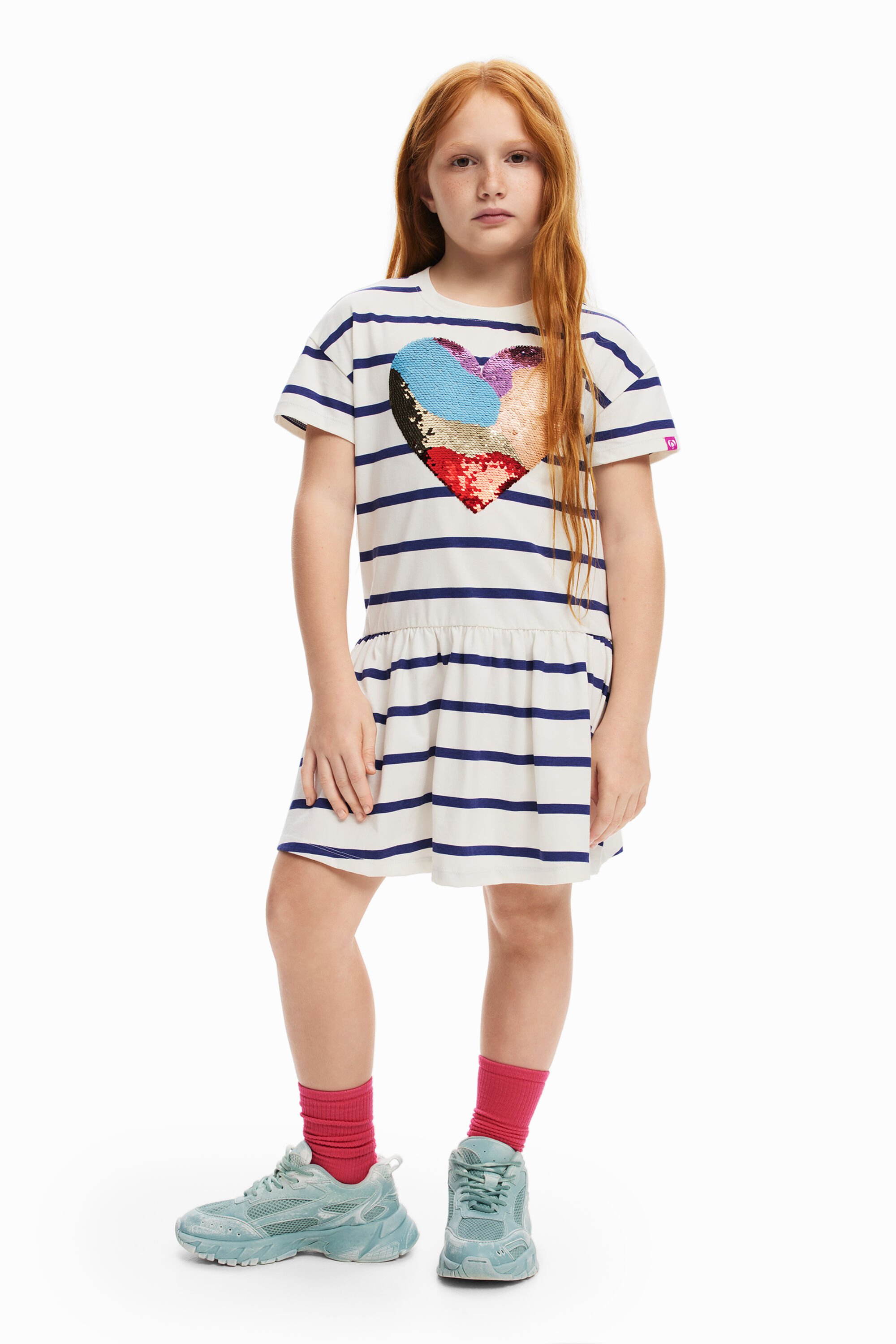 Vestido con rayas y corazón de mujer Desigual