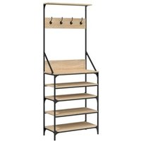 Perchero con zapatero de roble Sonoma 70x34x184 cm