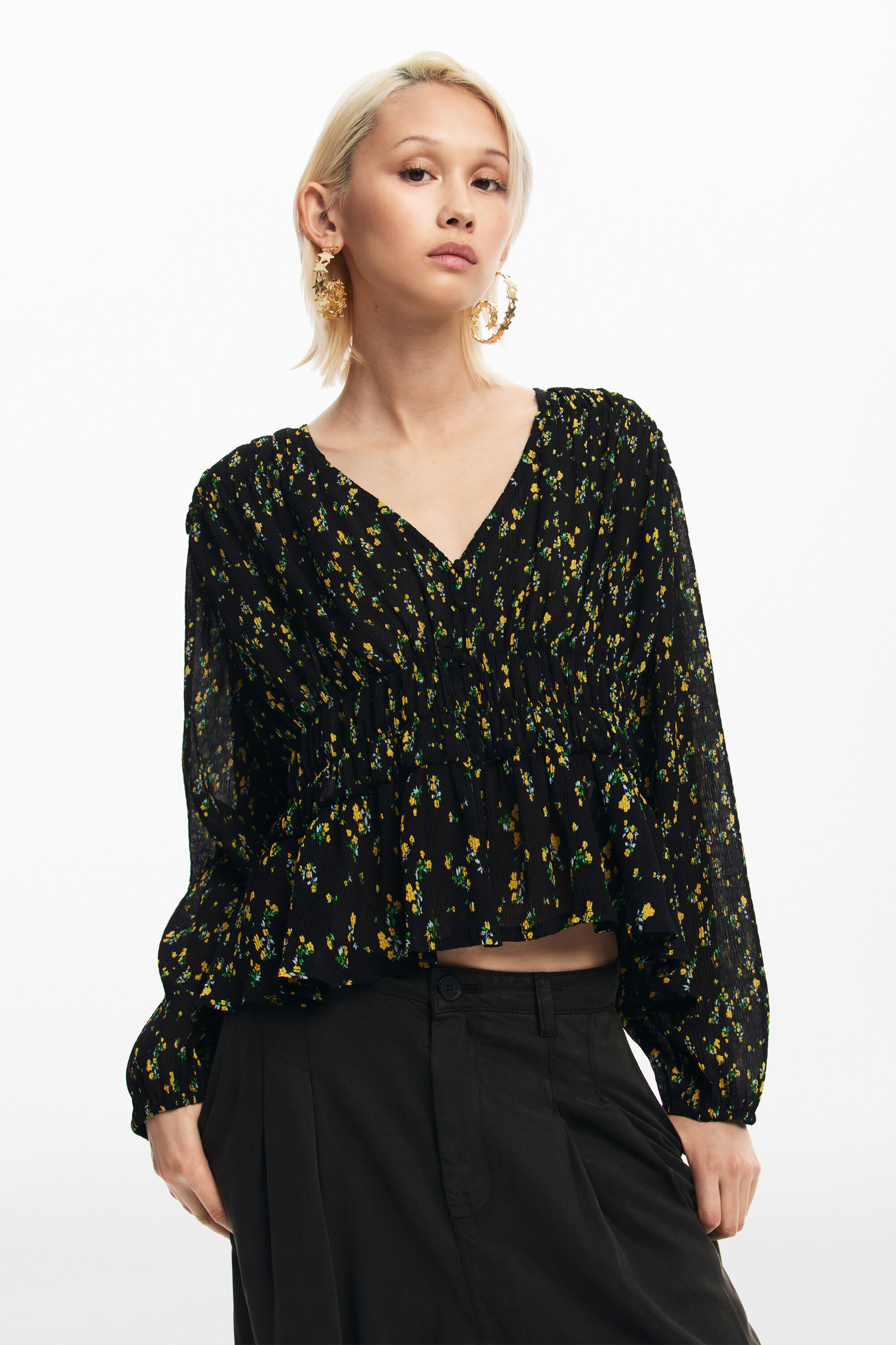 Blusa estampada de flores Desigual para mujer