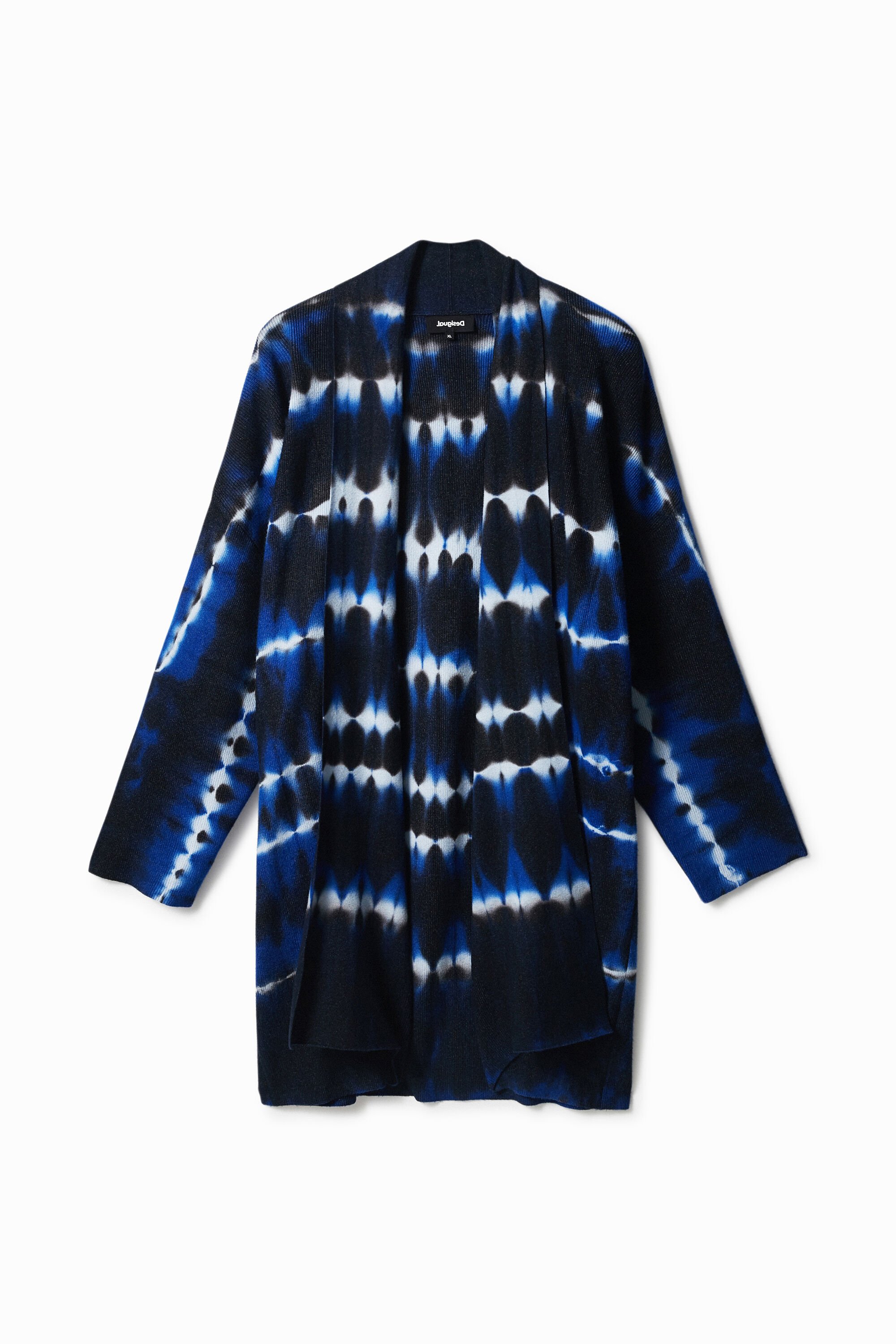 Chaqueta abierta punto tie-dye mujer