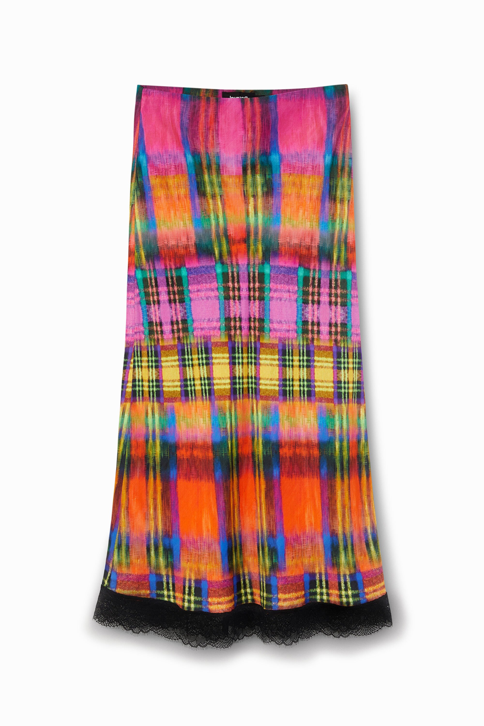 Desigual Falda slim midi tartán mujer
