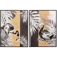 Set de 2 Cuadros de Flores con Marco Negro 60x80 cm