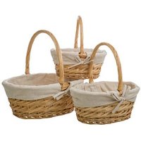 Set 3 Cestas De Mimbre Forradas