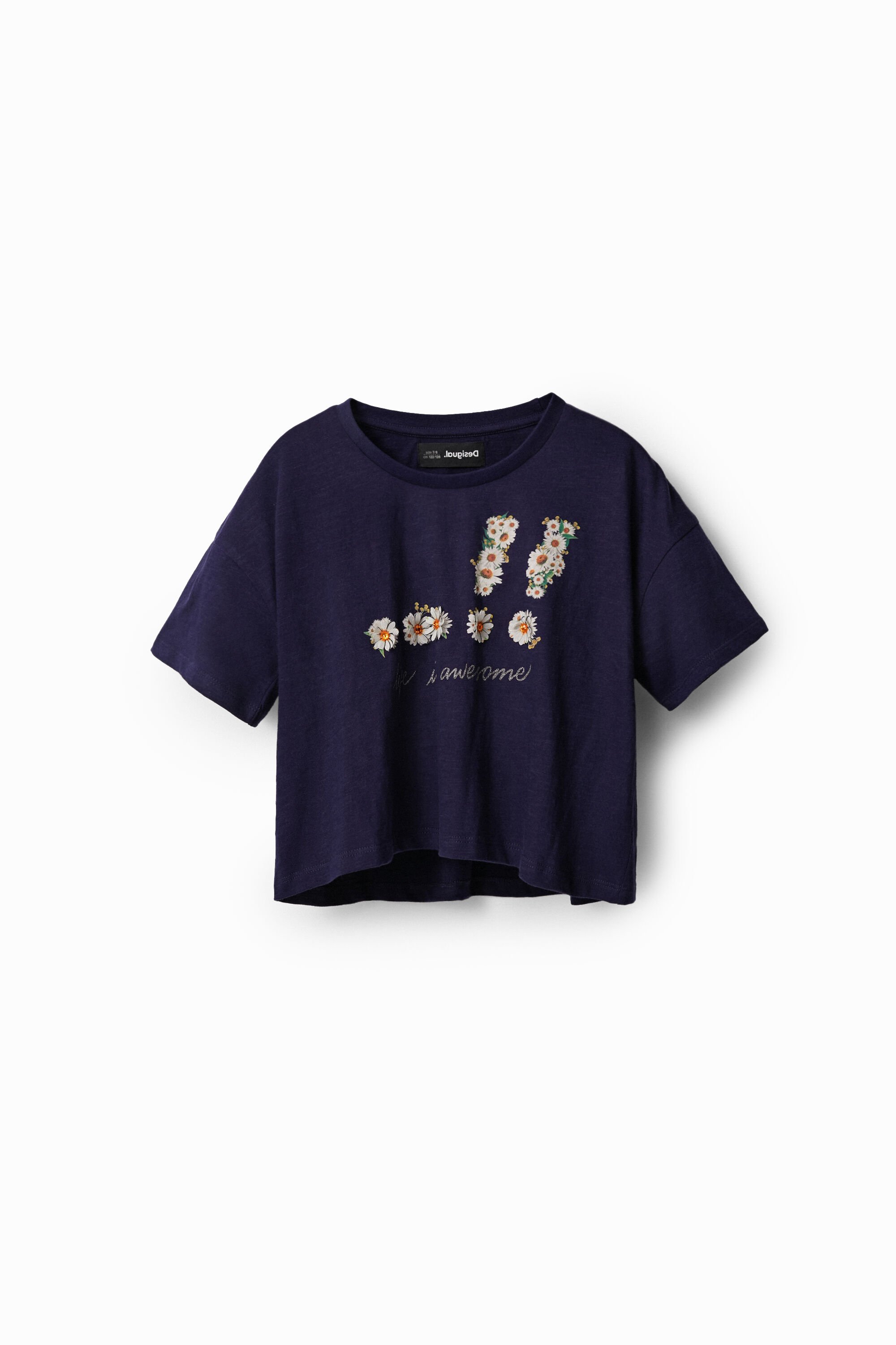 Camiseta cropped margaritas fe hombre Desigual