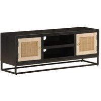 Mueble de TV de madera maciza y hierro Vidaxl 110x30x40 cm