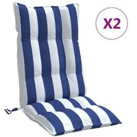 Cojines para Silla Respaldo Alto Tela Oxford Rayas Azul Blanco Vidaxl