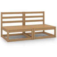 Sofás Centrales de Jardín 2 uds Madera Maciza Pino
