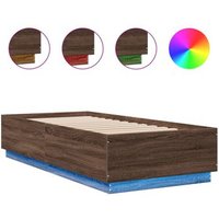 Estructura de cama con luces LED de madera de roble 90x200 cm Vidaxl