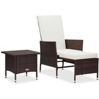 Set de Muebles de Jardín de Ratán de 2 Piezas con Cojines