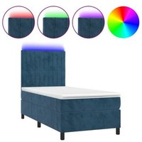 Cama Box Spring con Colchón y Led, Terciopelo, 90x190 cm