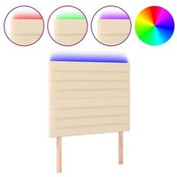 Cabecero con Luces LED Tela Crema 80x5x118/128 cm - vidaXL