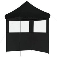 Tienda de Fiesta Plegable Pop-up con 2 Paredes Laterales Negra