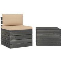 Muebles de jardín de palets 2 piezas + cojines de madera maciza de pino Vidaxl