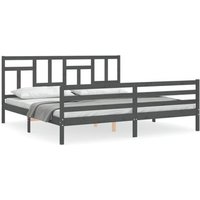 Estructura de Cama con Cabecero Madera Maciza 200x200 cm Vidaxl