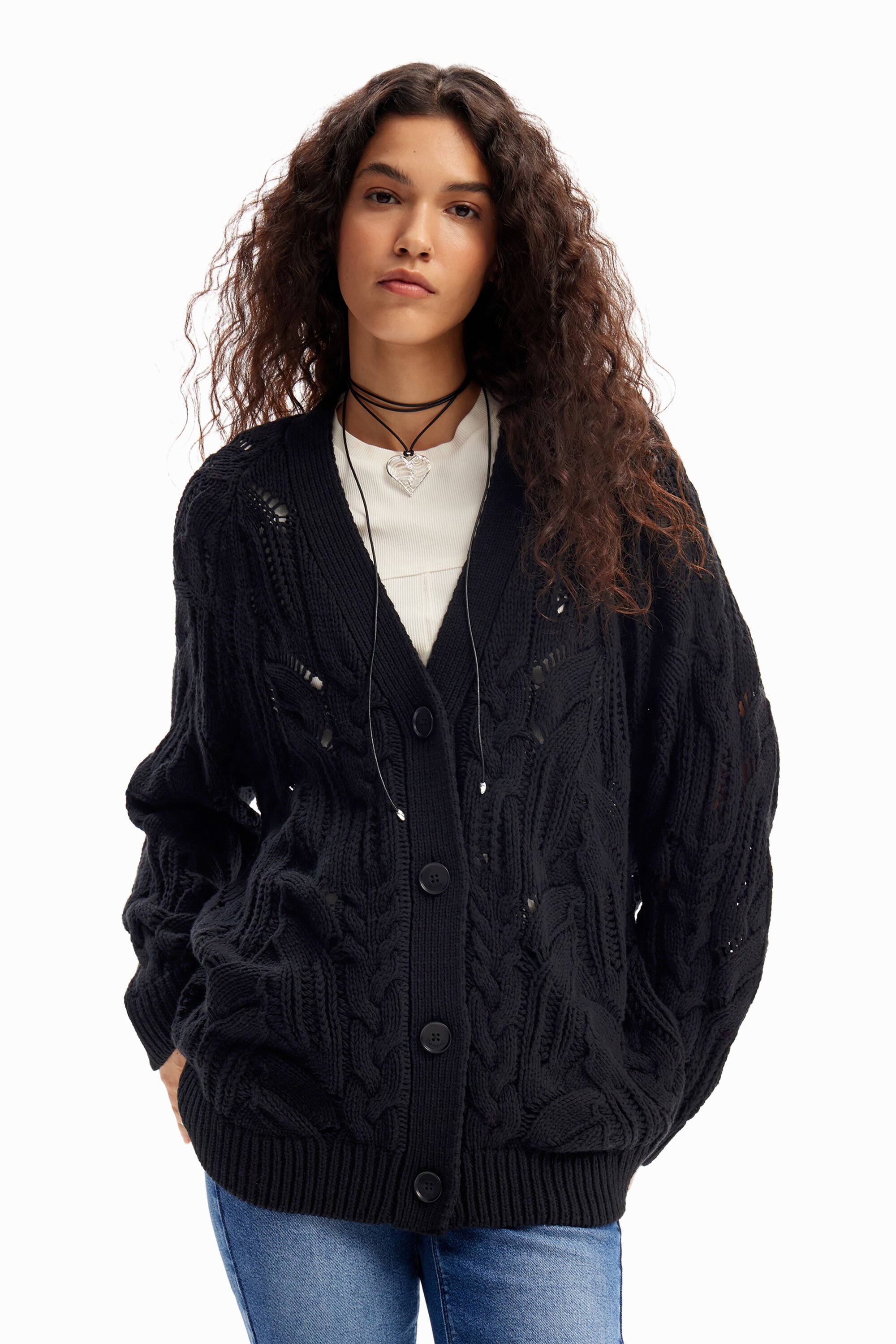 Cárdigan oversize calados Desigual para hombre Cárdigan oversize calados Desigual para hombre