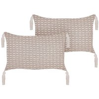 Conjunto de 2 Cojines 25 x 45 cm Poliéster Borlas Relleno Hakone