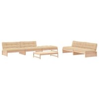 Juego de Muebles de Jardín 6 piezas + cojines de madera maciza