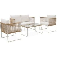 Conjunto de Muebles de Jardín de Ratán y Acero para 4 Plazas