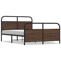 Estructura de Cama Matrimonial Metal Roble 140x190 Cm