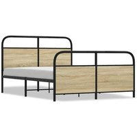 Cama Matrimonial Estructura Metal Roble Sonoma 140x190 cm CFW94695