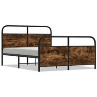 Cama Matrimonial Metálica Roble Ahumado 137x190 Cm