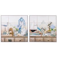 Set 2 Cuadros Bodegón Pintado a Mano 63x3x63 Cm
