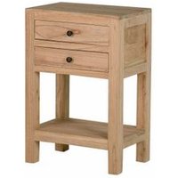 Mesita de Noche Madera Mindi Natural 2 Cajones 45x30x66 Cm