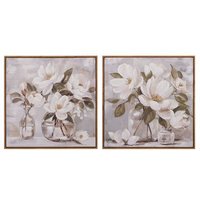 Conjunto de 2 Cuadros de Flores Pintados a Mano 60x4x60 cm