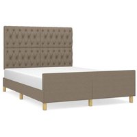 Estructura de Cama Matrimonial con Cabecero de Tela Gris Taupe 140x200 Cm Estructura de Cama Matrimonial con Cabecero de Tela Gris Taupe 140x200 Cm