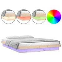 Estructura de cama LED sin colchón de madera maciza 120x200 cm
