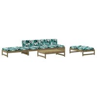 Conjunto de Muebles de Jardín de 5 Piezas de Madera Pino con Cojines Conjunto de Muebles de Jardín de 5 Piezas de Madera Pino con Cojines