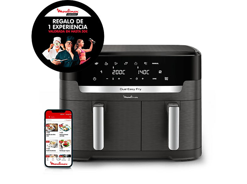 Freidora Moulinex Dual Easy Fry EZ942H 11 L