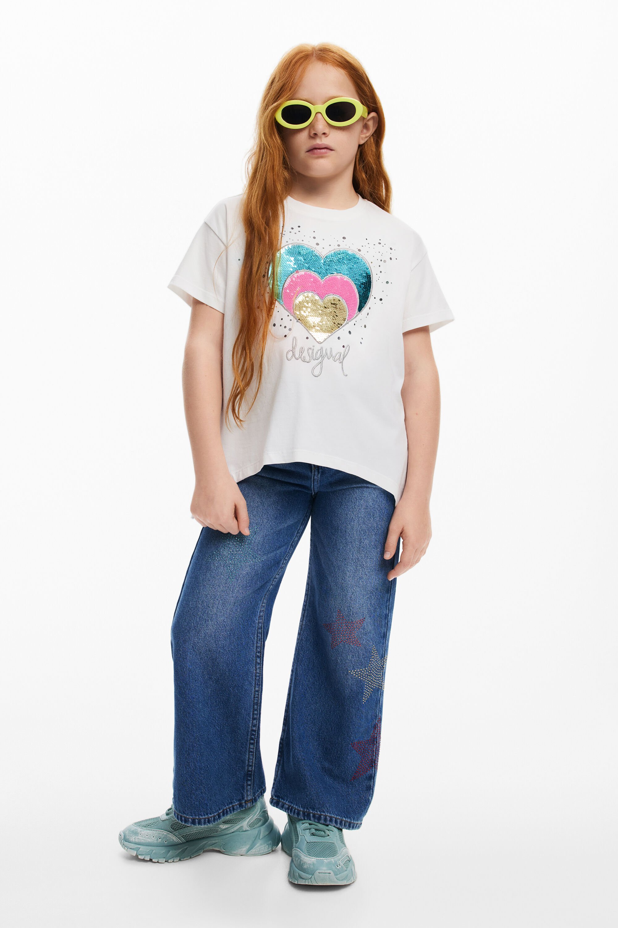 Camiseta de corazón con pedrería para mujer de Desigual