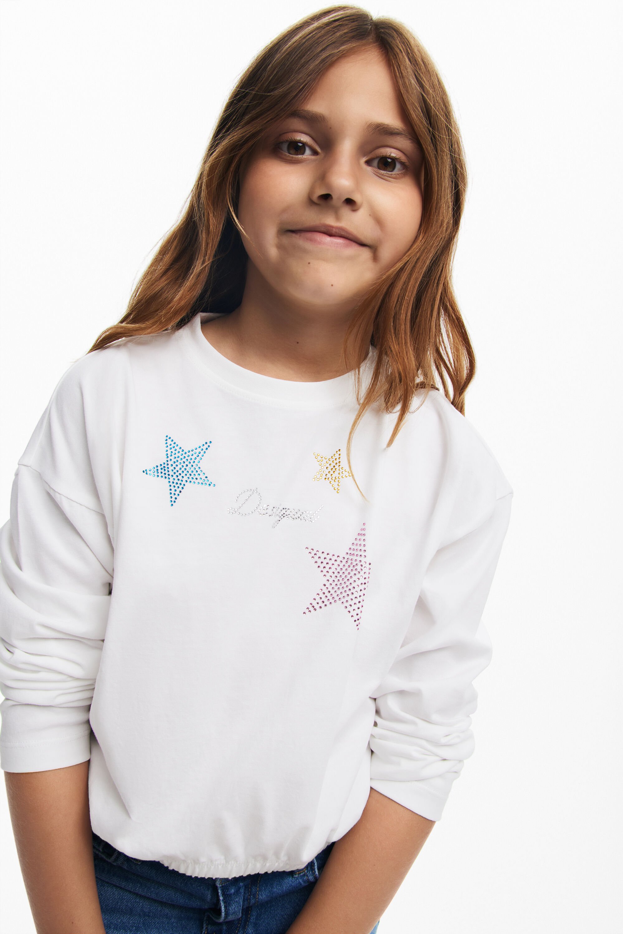 Camiseta de estrellas con strass para mujer de Desigual