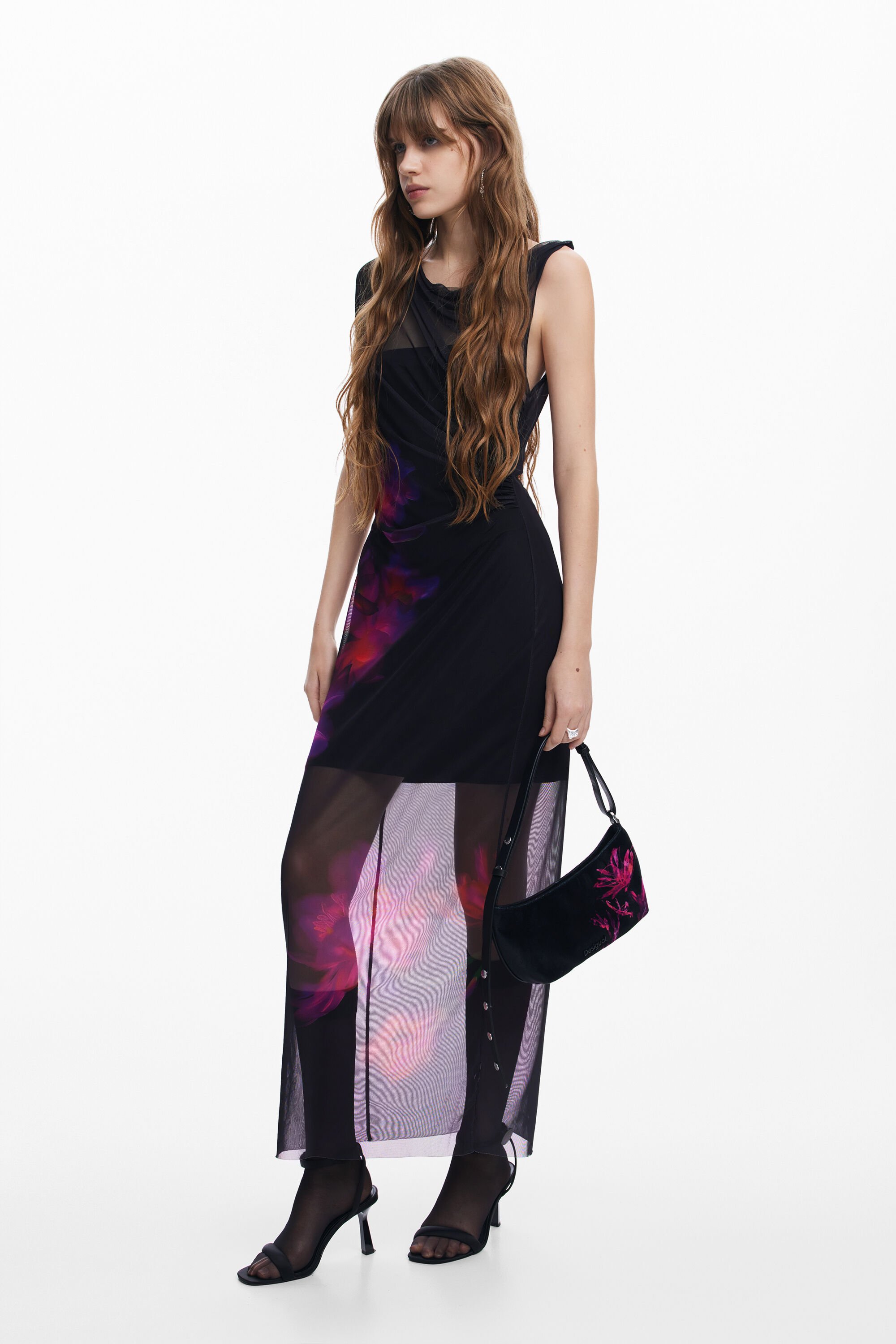 Vestido de tul con flores Desigual para mujer