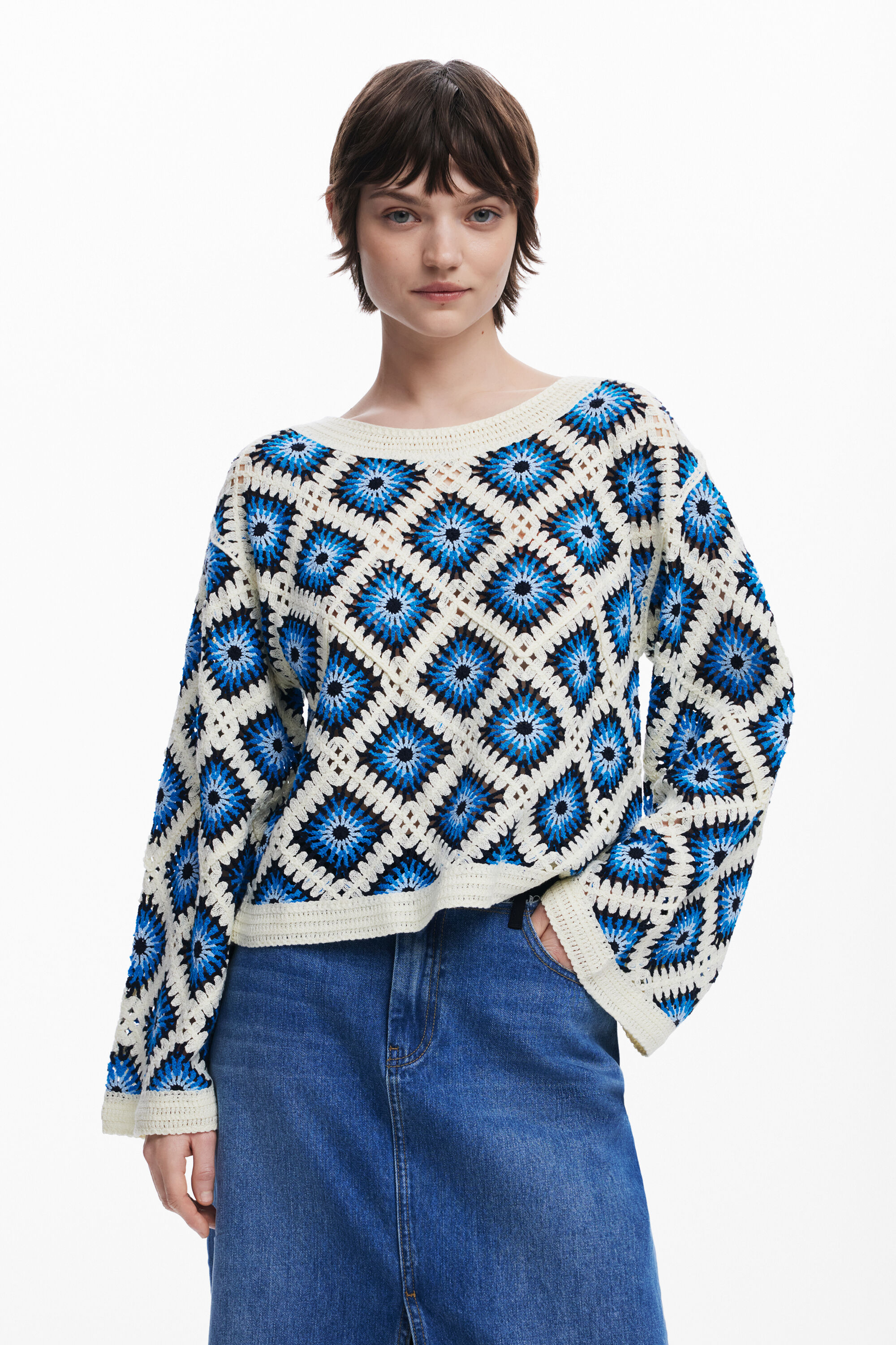 Jersey crochet multicolor mujer Desigual