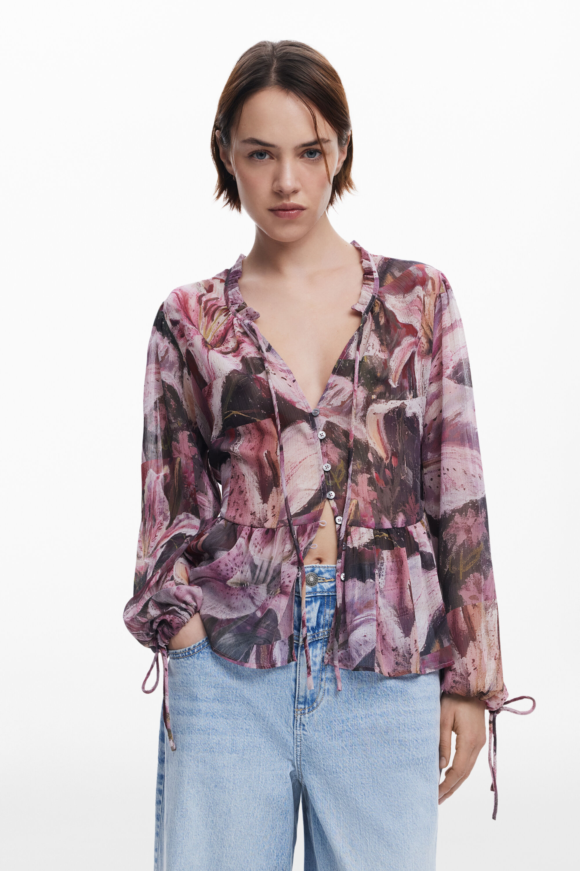 Desigual Blusa Fluida Lirios Mujer