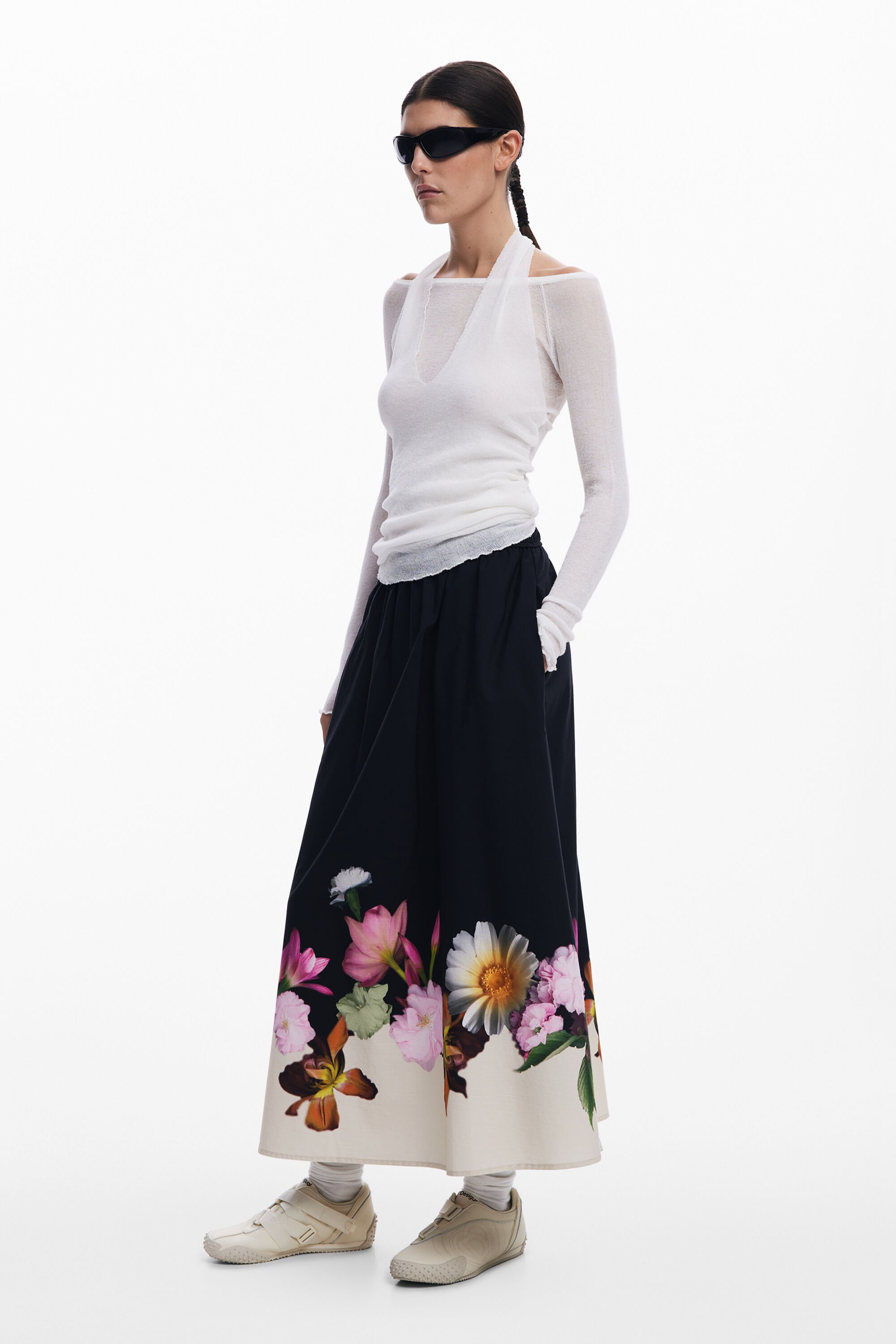 Falda midi de flores Desigual para mujer