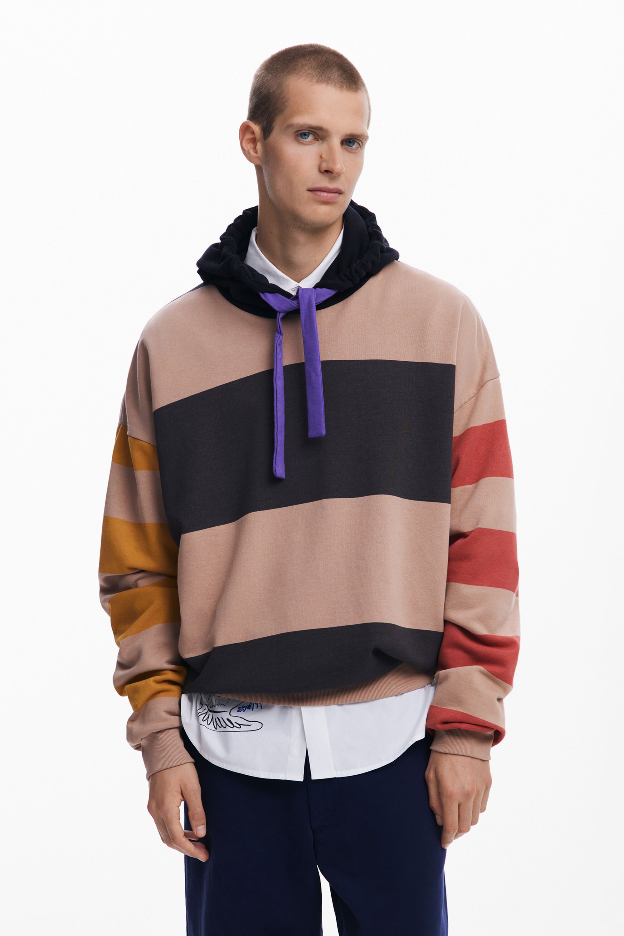 Sudadera Desigual de Rayas Anchas para Hombre