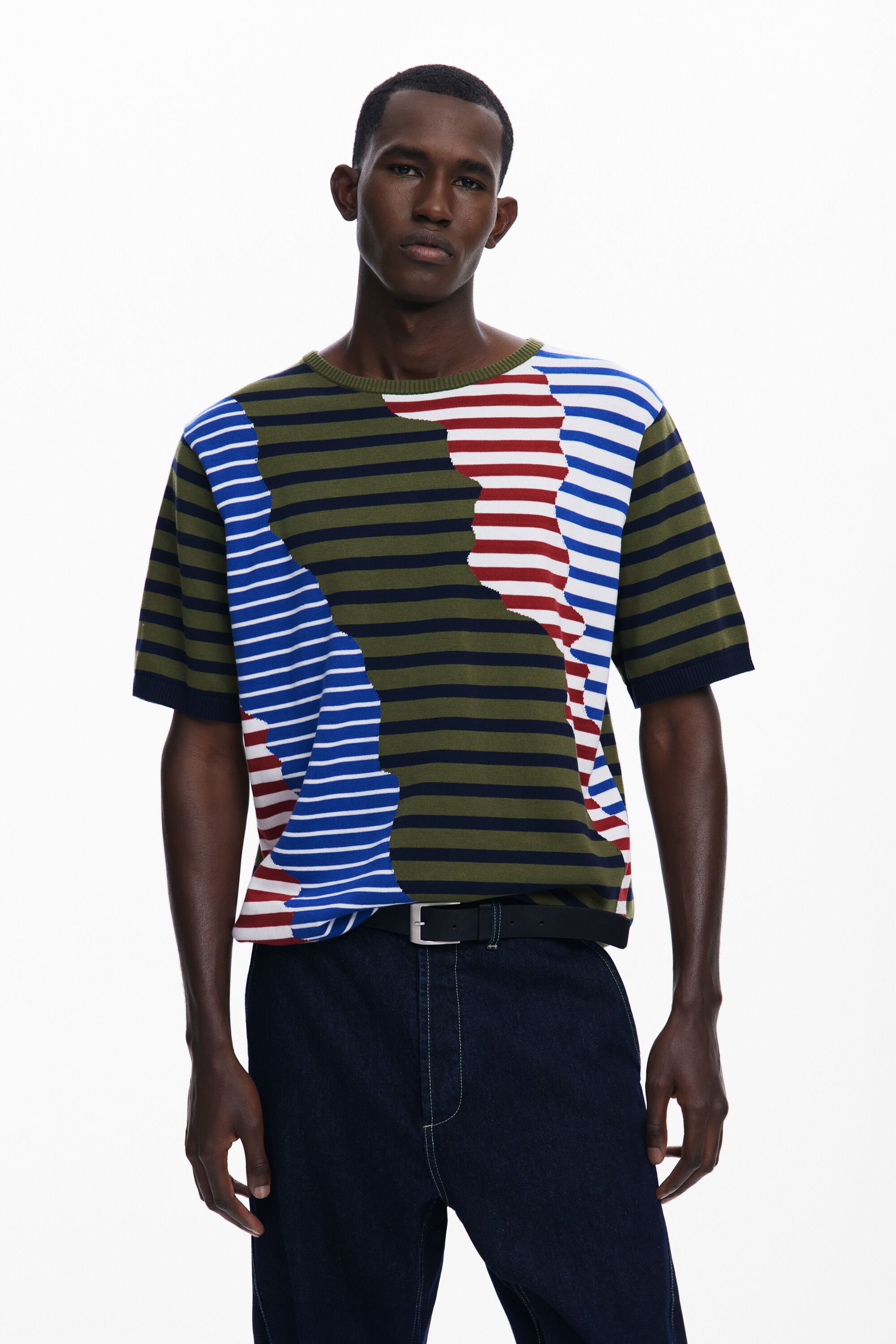Camiseta de rayas asimétricas para hombre Desigual