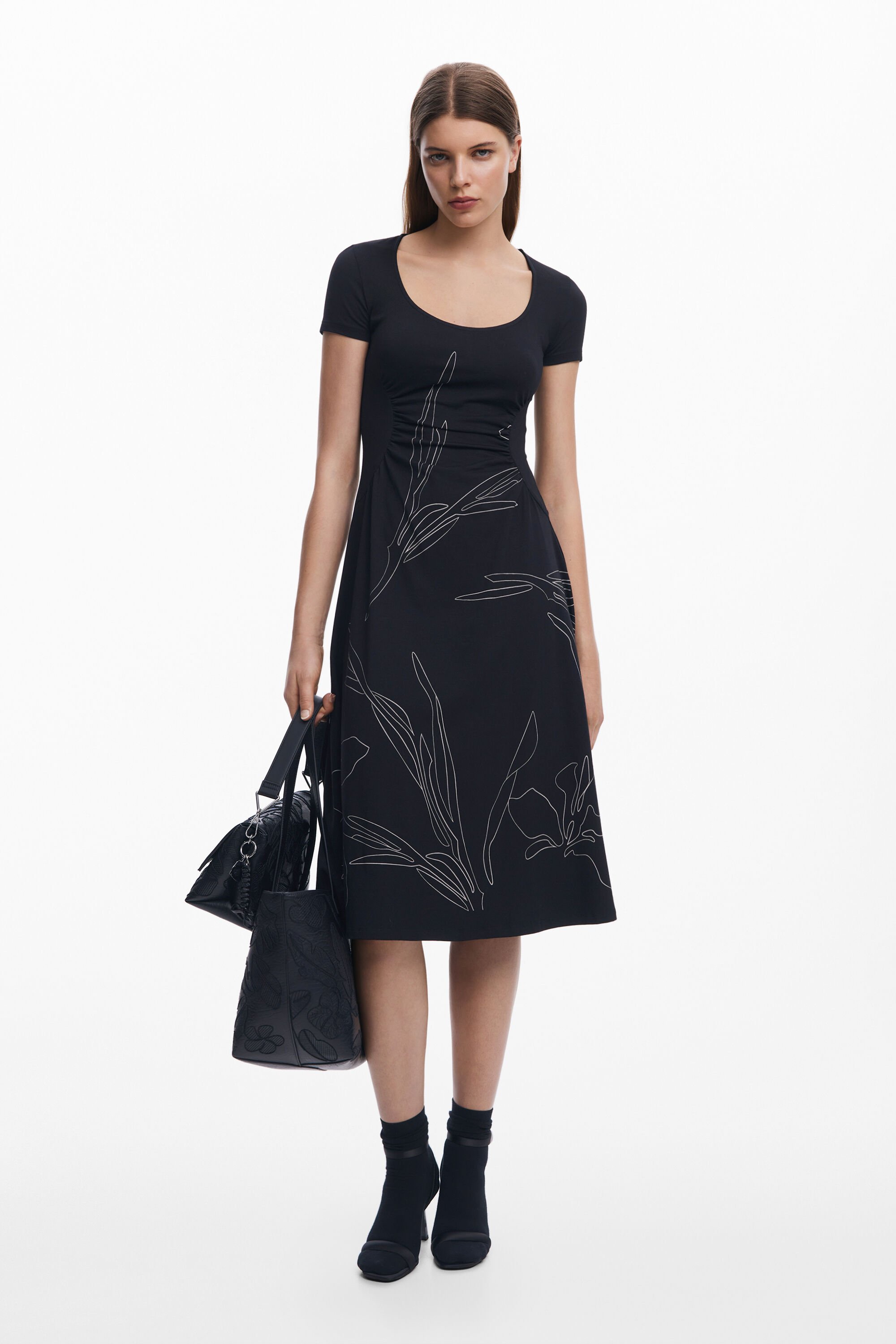 Desigual Vestido Midi Flores Mujer