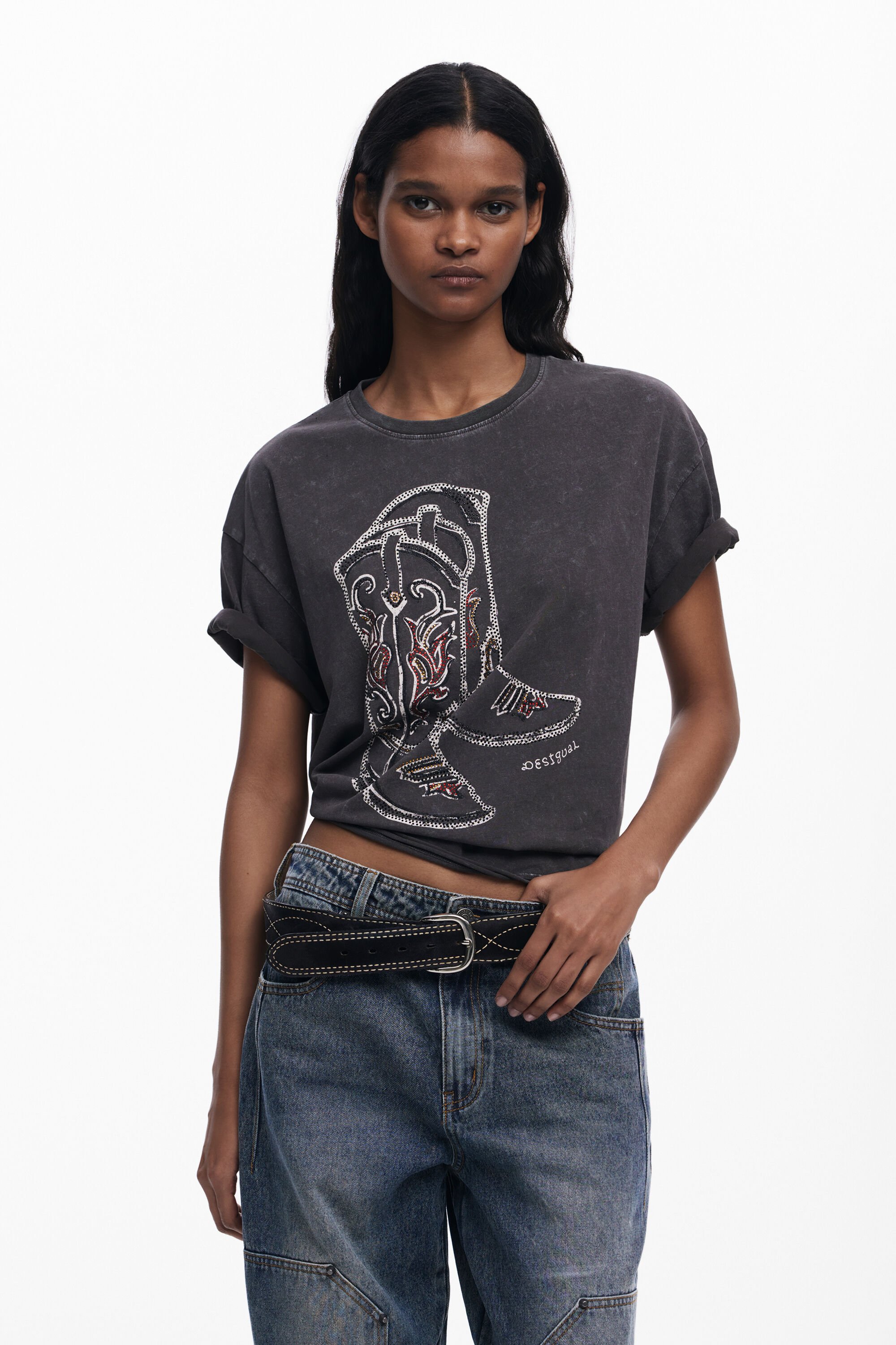 Desigual Camiseta con Botas Cowboy para Mujer