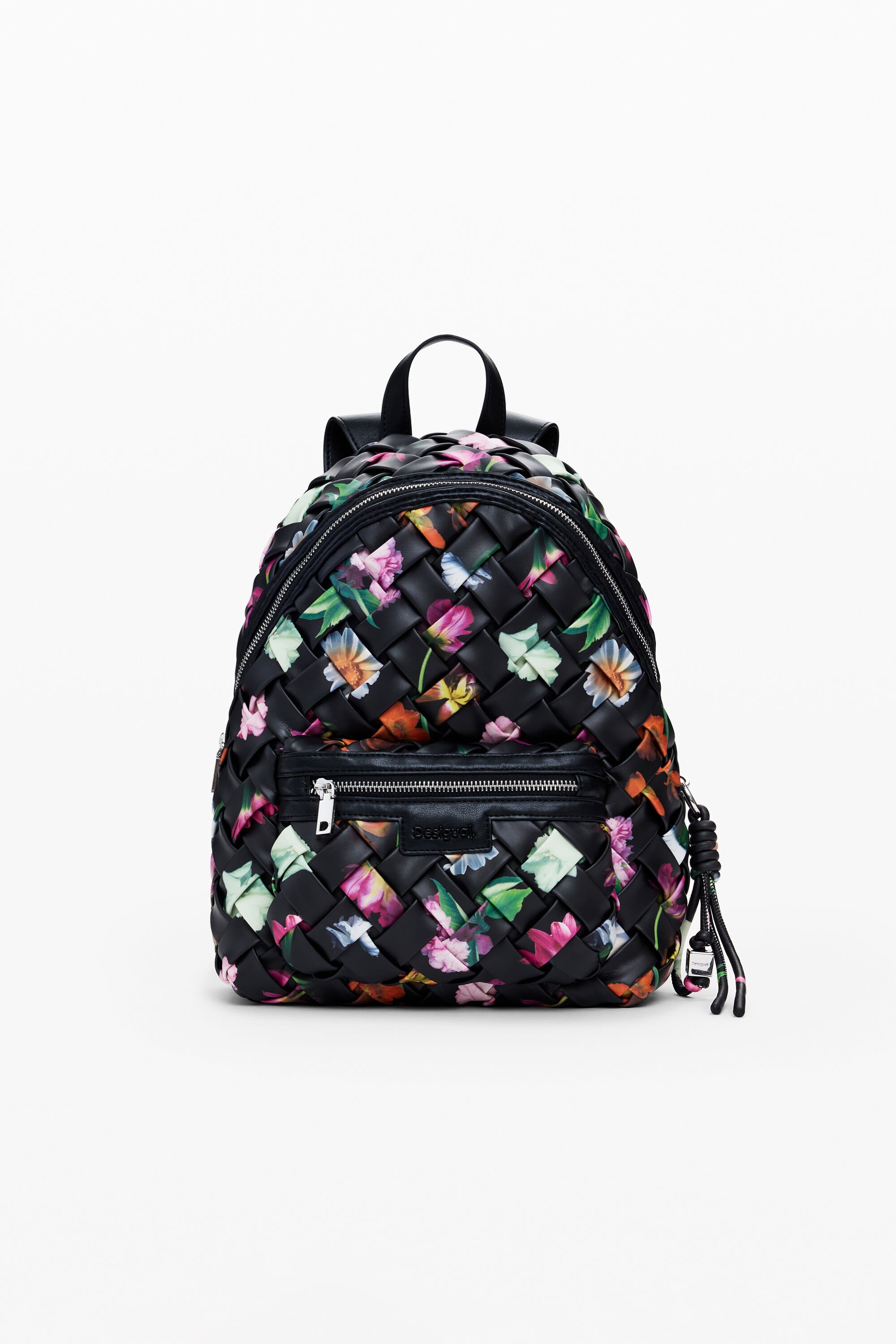 Mochila Pequeña Trenzada Flores Mujer Desigual