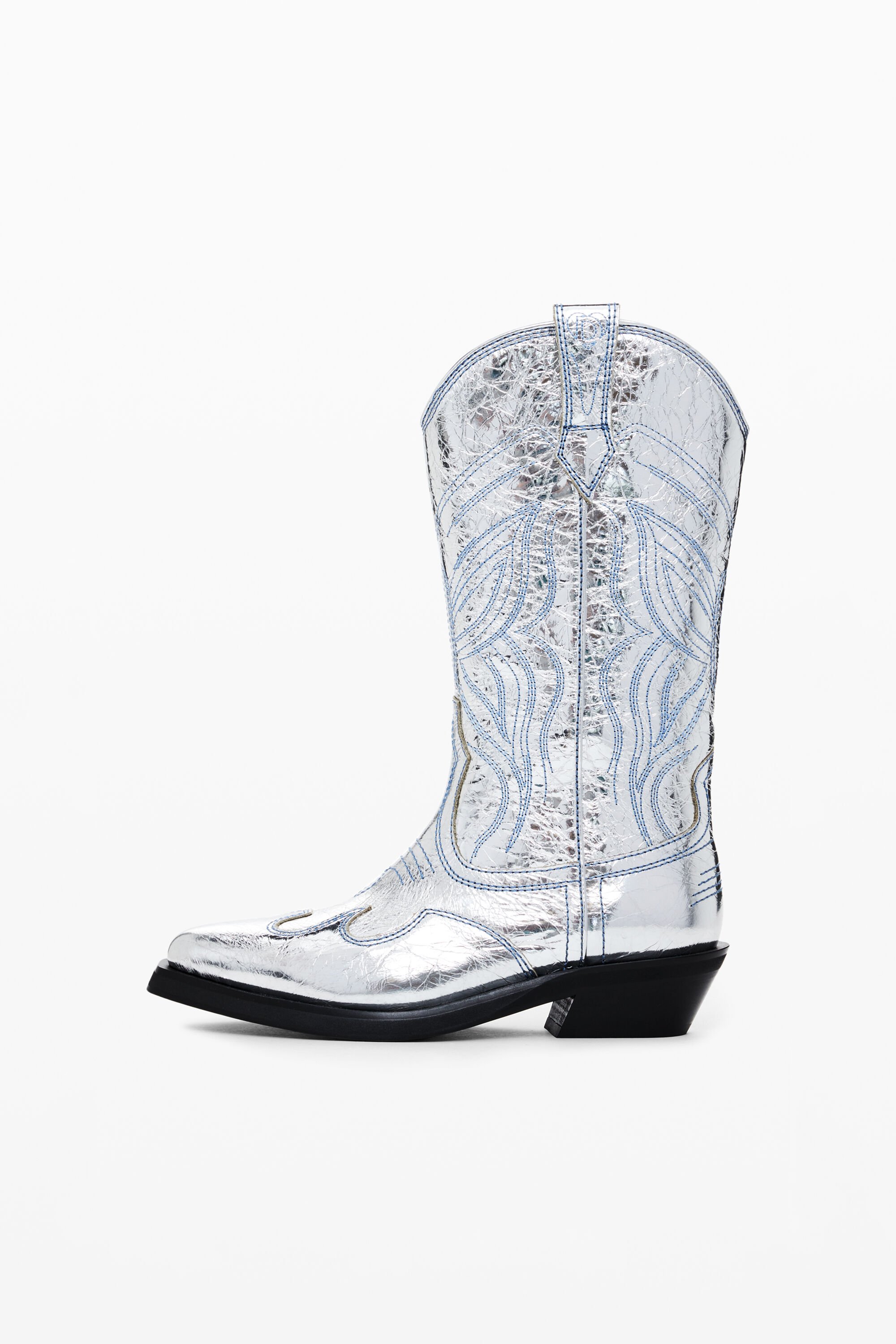Bota cowboy metalizada mujer
